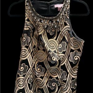 Lilly Pulitzer Black Gold Silver Metallic with Embellished Top.